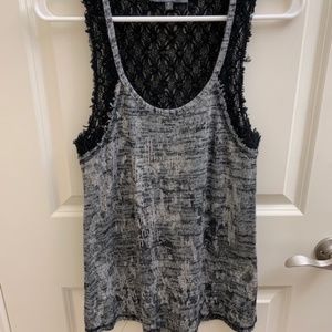 Miss Me Knit Tank With Stud Embellishments & Lace